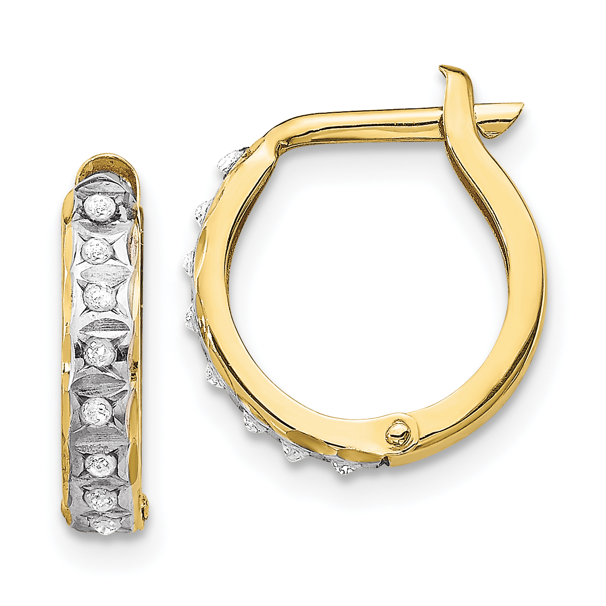 10k Diamond Fascination Round Hinged Hoop Earrings (10DF177)
