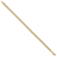 10K 4mm Yellow Gold Hollow Double Link Charm Bracelet - 7in view 2