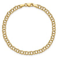 10K 4mm Yellow Gold Hollow Double Link Charm Bracelet - 7in view 4