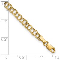 10K 4mm Yellow Gold Hollow Double Link Charm Bracelet - 7in view 5