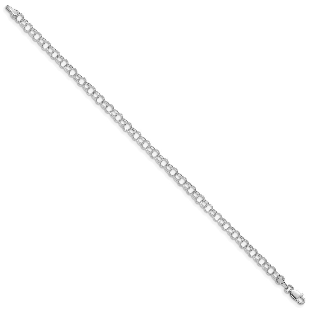 10k White Gold Hollow Double Link Charm Bracelet (10DO350W-7)