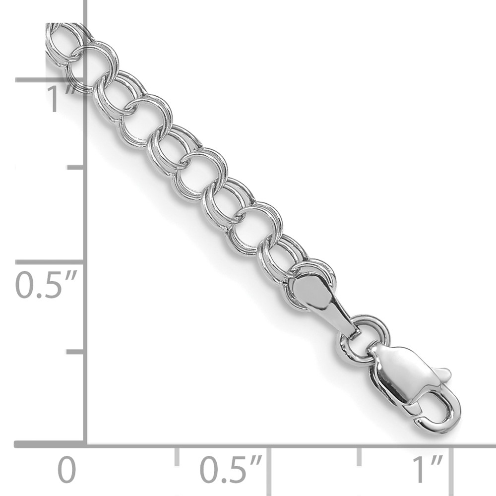 10k White Gold Hollow Double Link Charm Bracelet (10DO350W-7)