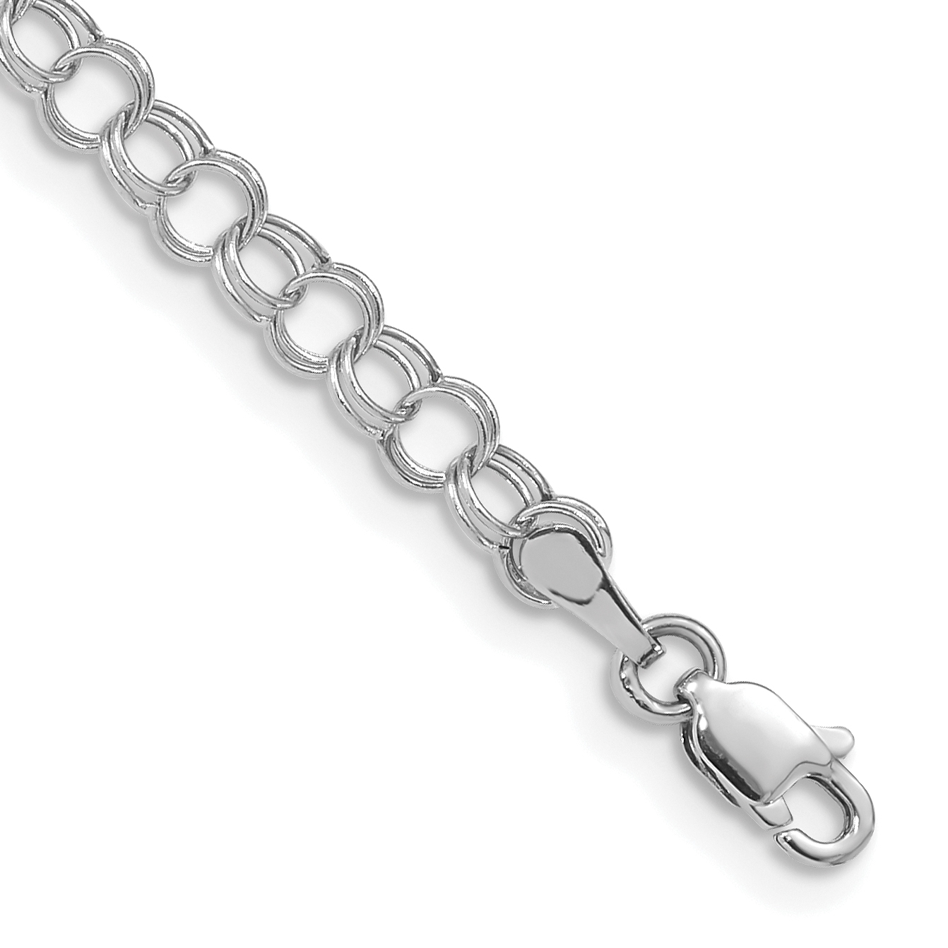 10k White Gold Hollow Double Link Charm Bracelet (10DO350W-7)