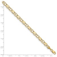 10K 4mm Yellow Gold Solid Double Link Bracelet with Hearts Charm - 7in view 4