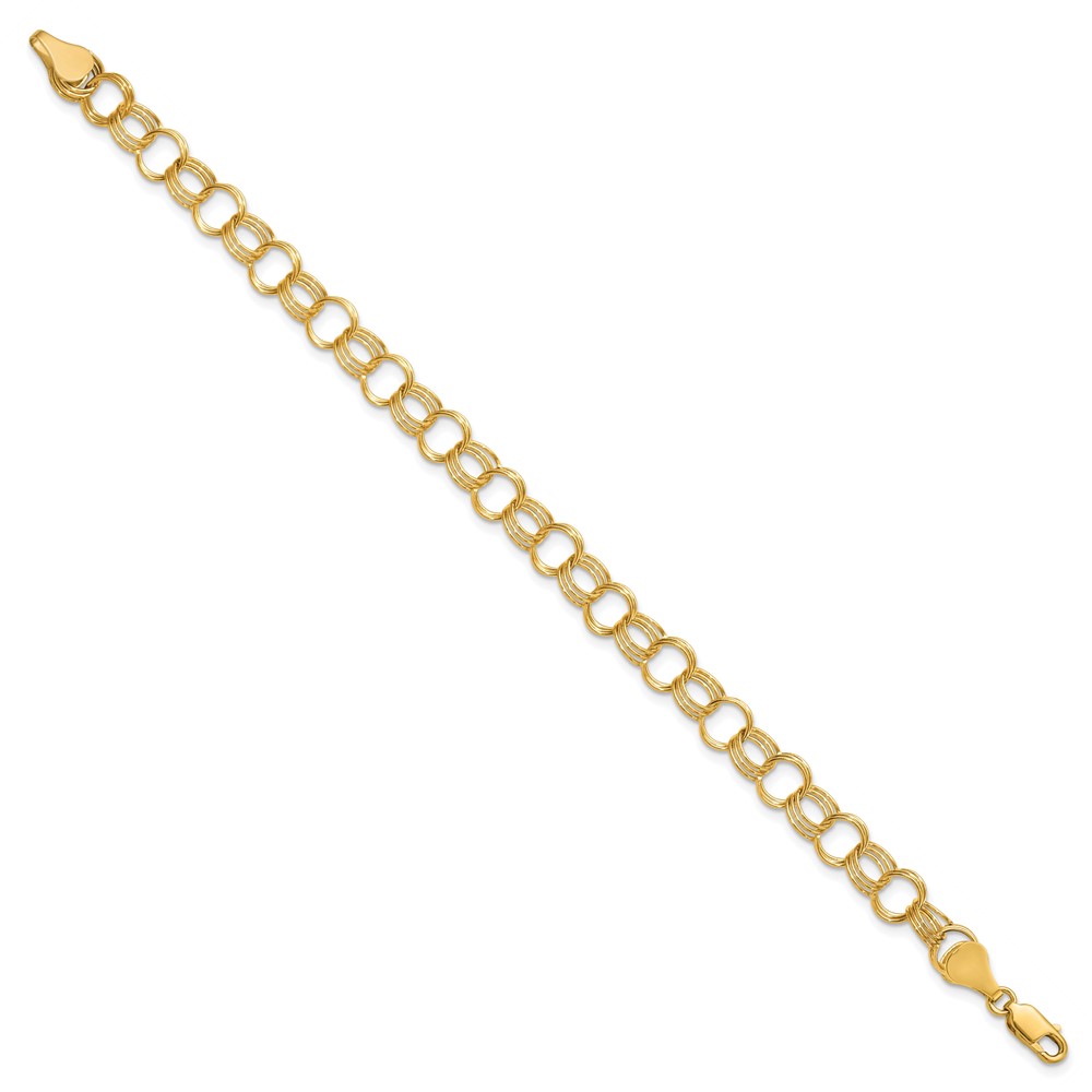 10k Solid Triple Link Charm Bracelet (10DO531-8)