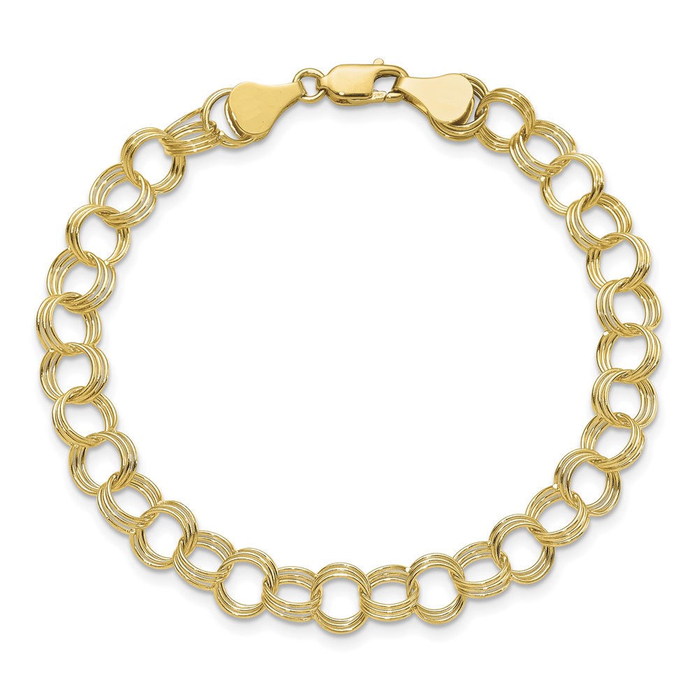 10k Solid Triple Link Charm Bracelet (10DO531-8)