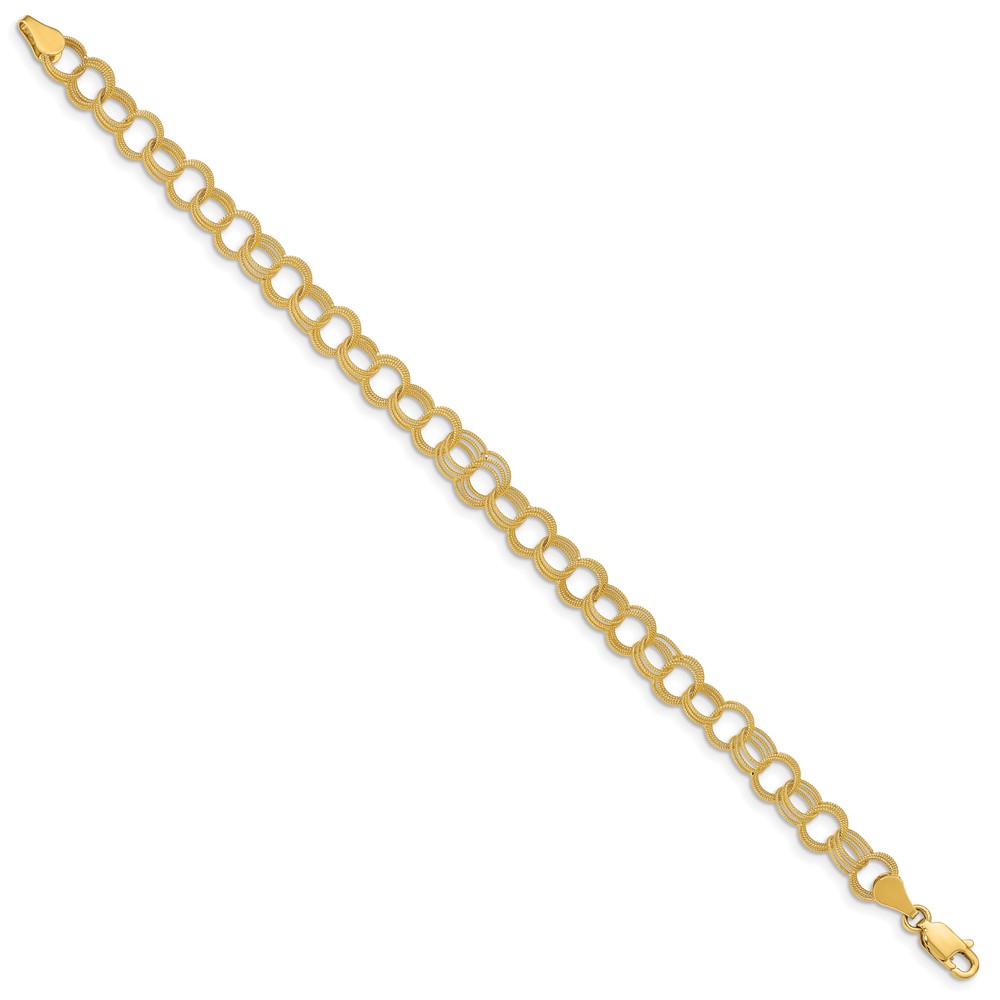 10k Solid Triple Link Charm Bracelet (10DO536-7)