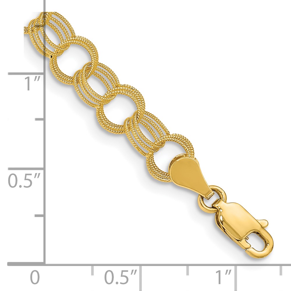 10k Solid Triple Link Charm Bracelet (10DO536-7)