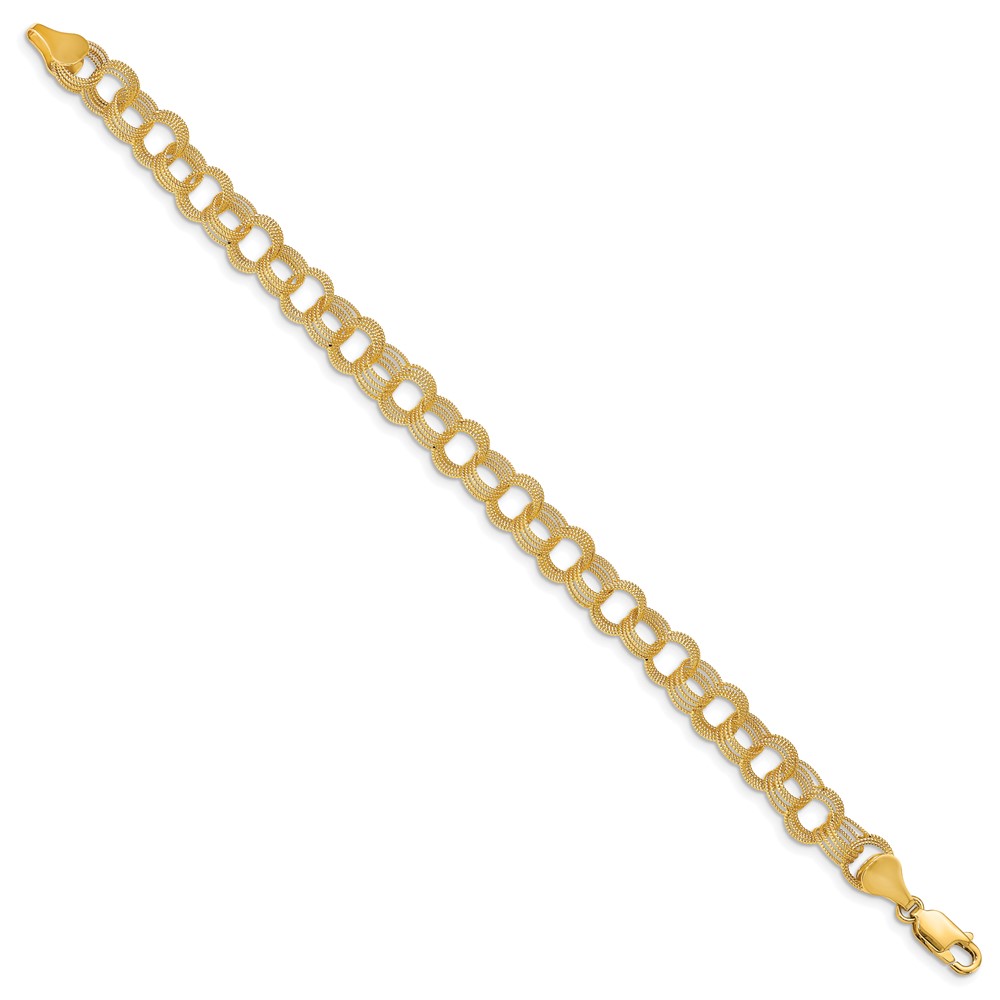 10k Solid Triple Link Charm Bracelet (10DO537-8)