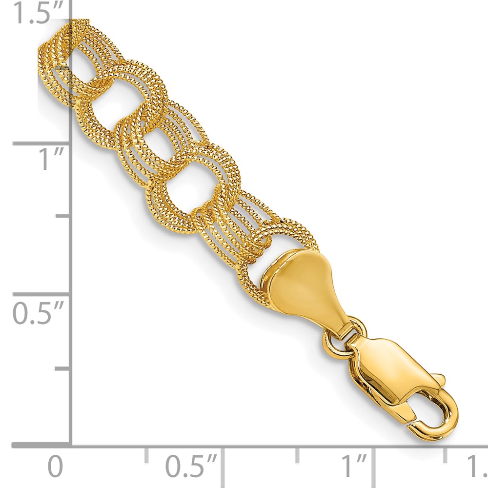 10k Solid Triple Link Charm Bracelet (10DO537-7)