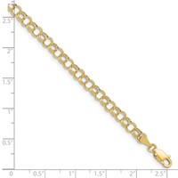 10K 5mm Yellow Gold Hollow Double Link Charm Bracelet, 7" view 3