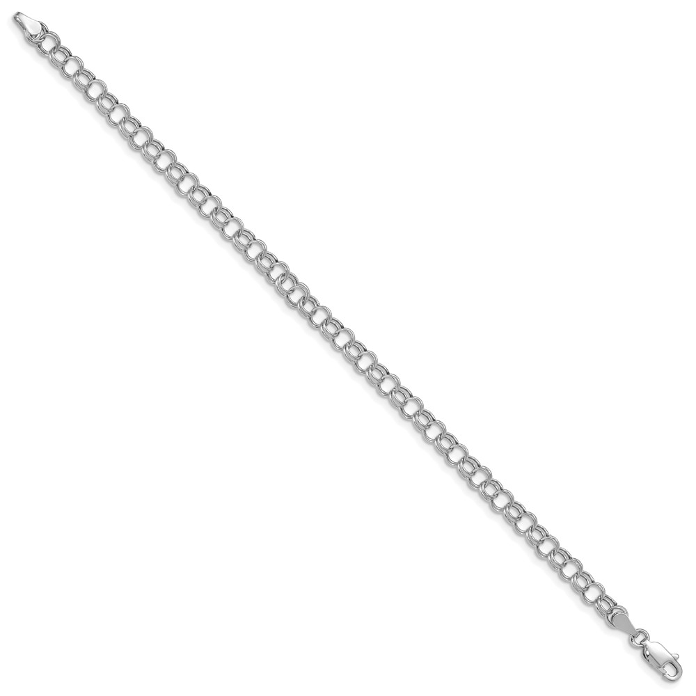 10k White Gold Hollow Double Link Charm Bracelet (10DO540W-8)