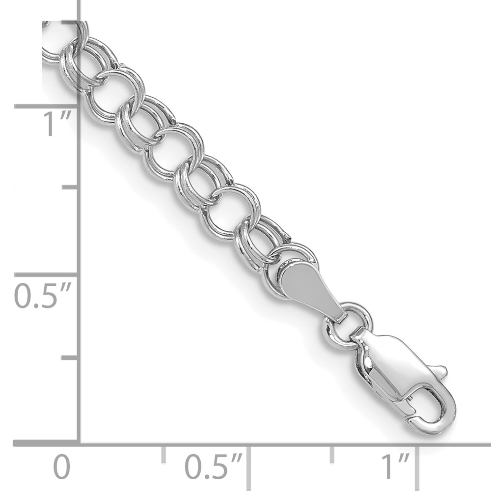 10k White Gold Hollow Double Link Charm Bracelet (10DO540W-7)