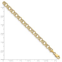 10K 6mm Yellow Gold Hollow Double Link Charm Bracelet, 7" view 4