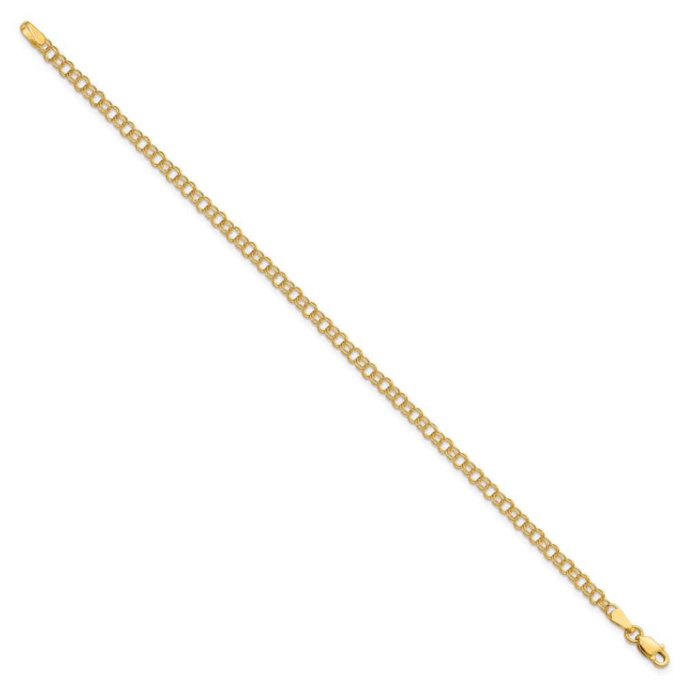 10k 3.5mm Solid Double Link Charm Bracelet (10DO554-6)