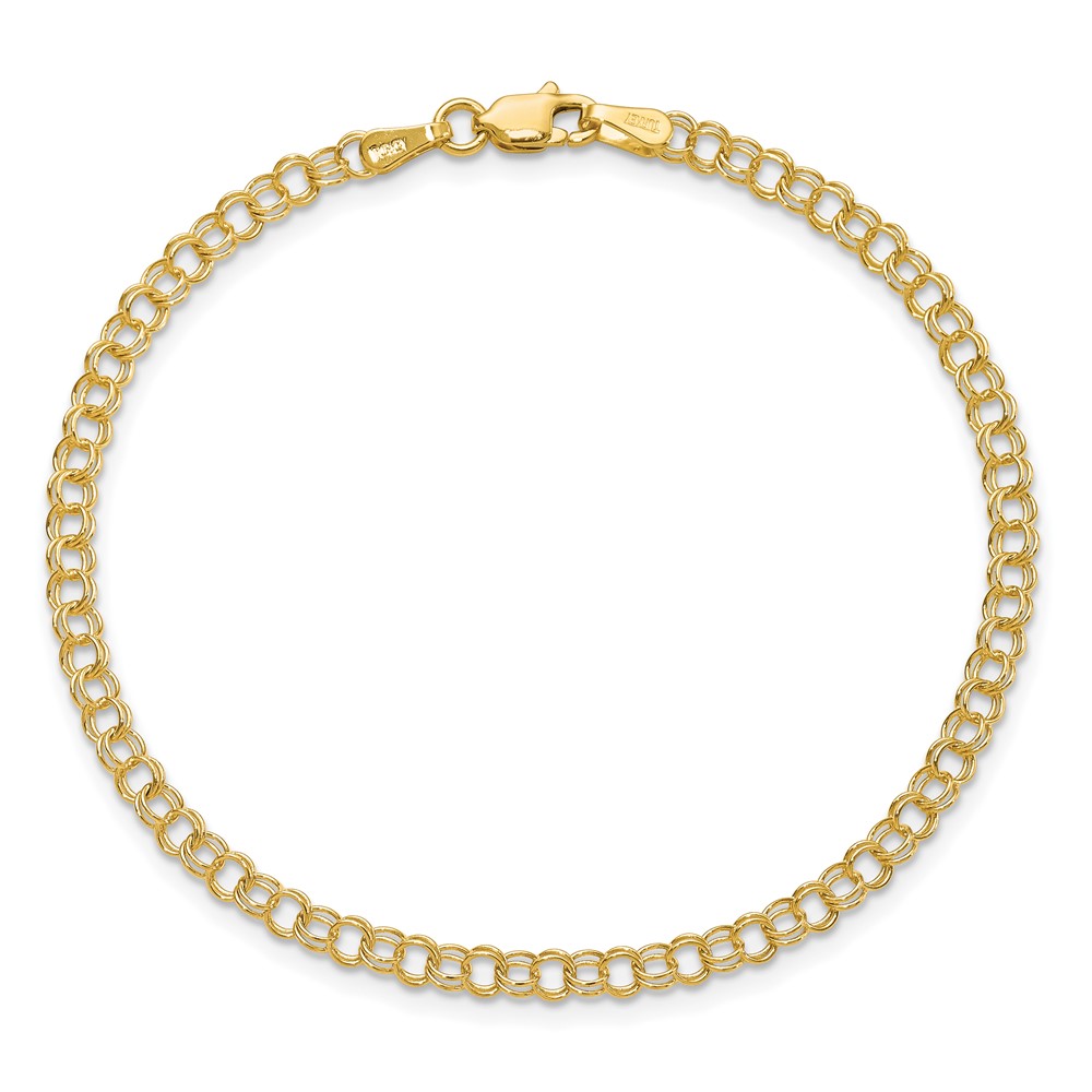 10k 3.5mm Solid Double Link Charm Bracelet (10DO554-6)