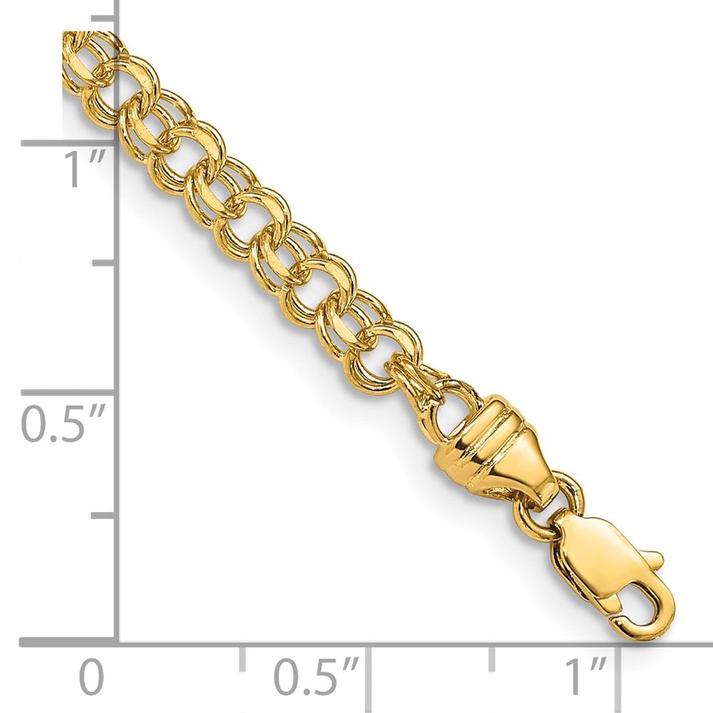 10k 7in 3.75mm Solid Double Link Charm Bracelet (10DOH15-7)