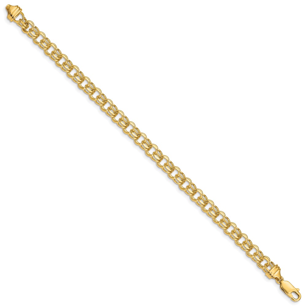 10k 8in 5.5mm Solid Double Link Charm Bracelet (10DOH17-8)