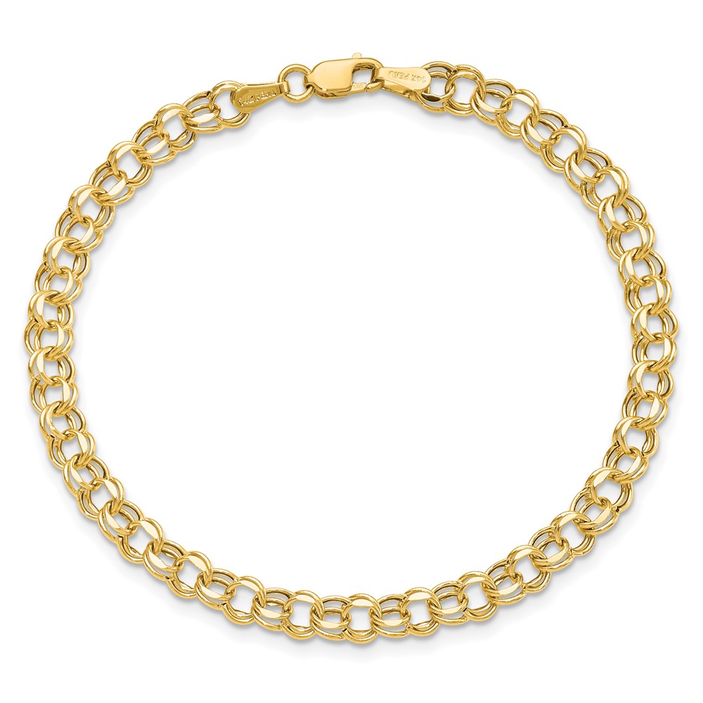 10k 7in 4.5mm Hollow Diamond-cut Double Link Charm Bracelet (10DOH21-7)