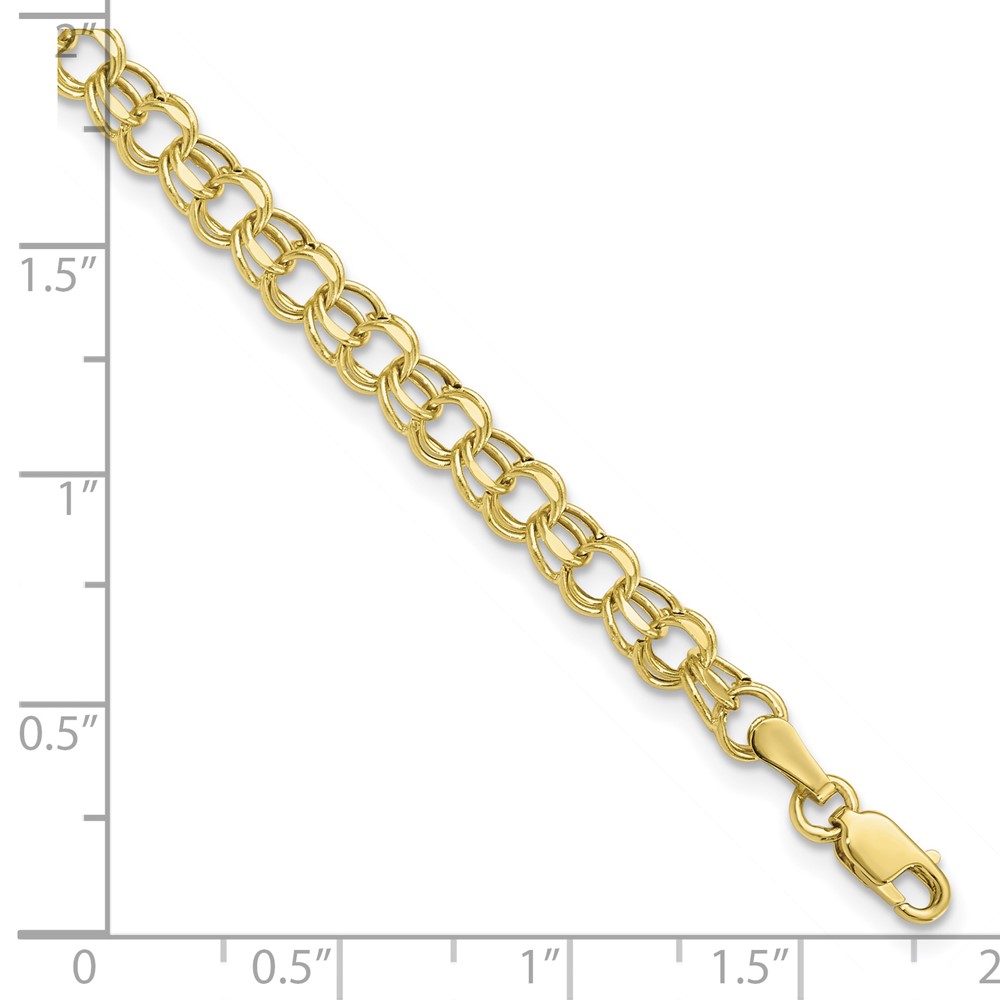10k 7in 4.5mm Hollow Diamond-cut Double Link Charm Bracelet (10DOH21-7)