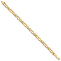 10K 5mm Yellow Gold Hollow Diamond-cut Double Link Charm Bracelet, 7" view 2
