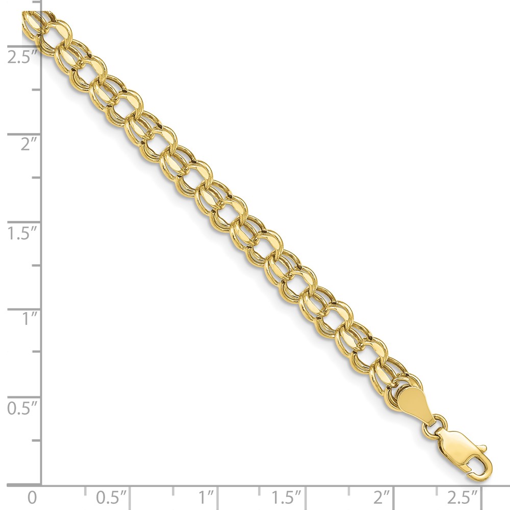 10k 7in 5.5mm Hollow Diamond-cut Double Link Charm Bracelet (10DOH22-7)