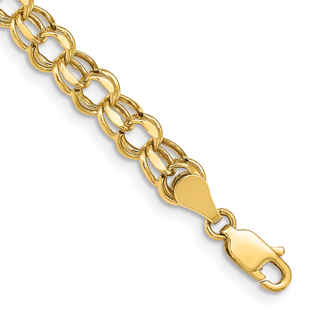 10k 7in 5.5mm Hollow Diamond-cut Double Link Charm Bracelet (10DOH22-7)