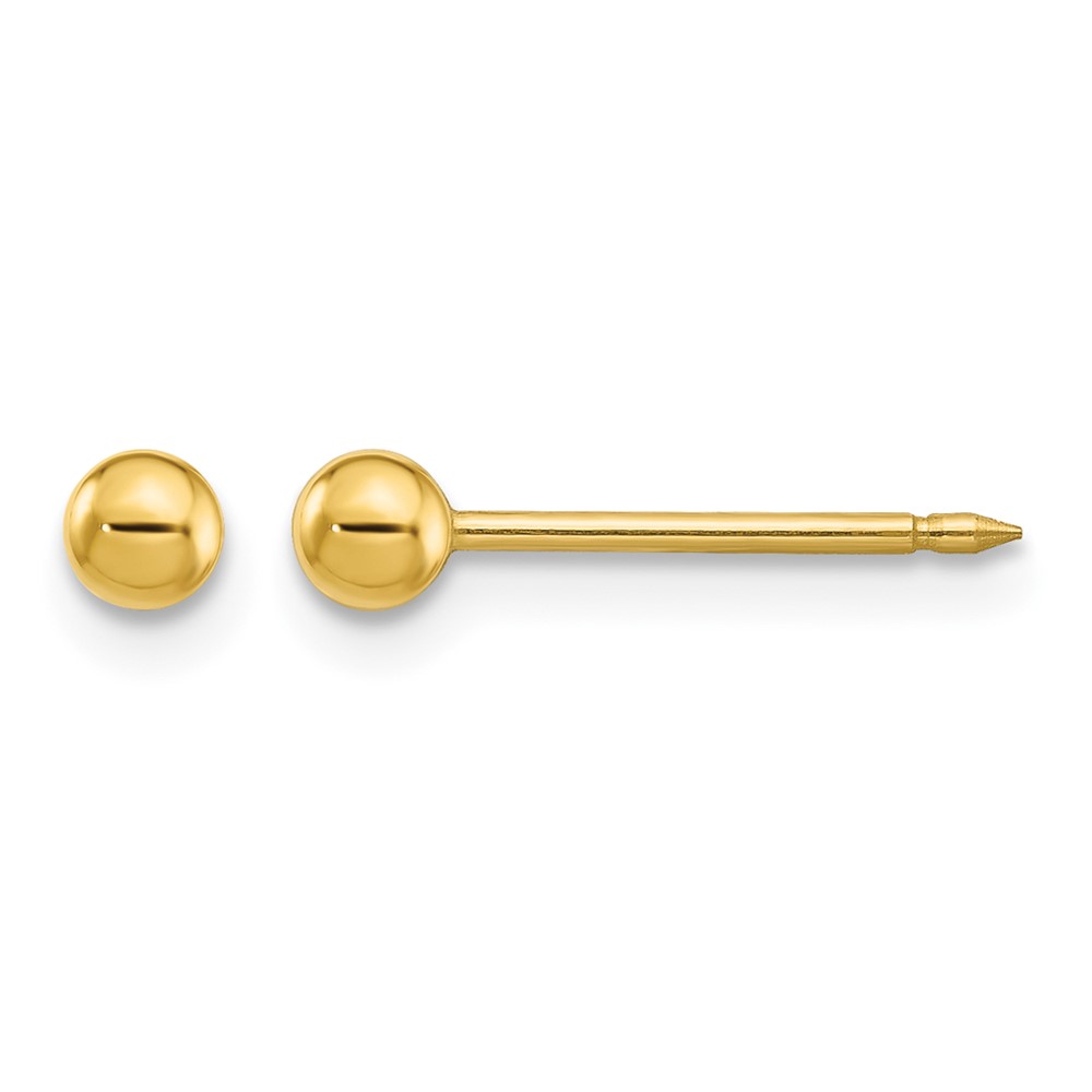 Inverness Stainless Steel 24K Gold-plated 3mm Ball Post Piercing Earrings