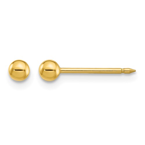 Inverness Stainless Steel 24K Gold-plated 3mm Ball Post Piercing Earrings