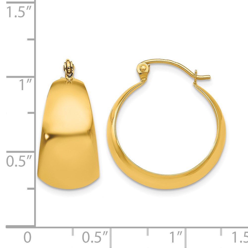 10k Polished 10.5mm Tapered Hoop Earrings (10E673)