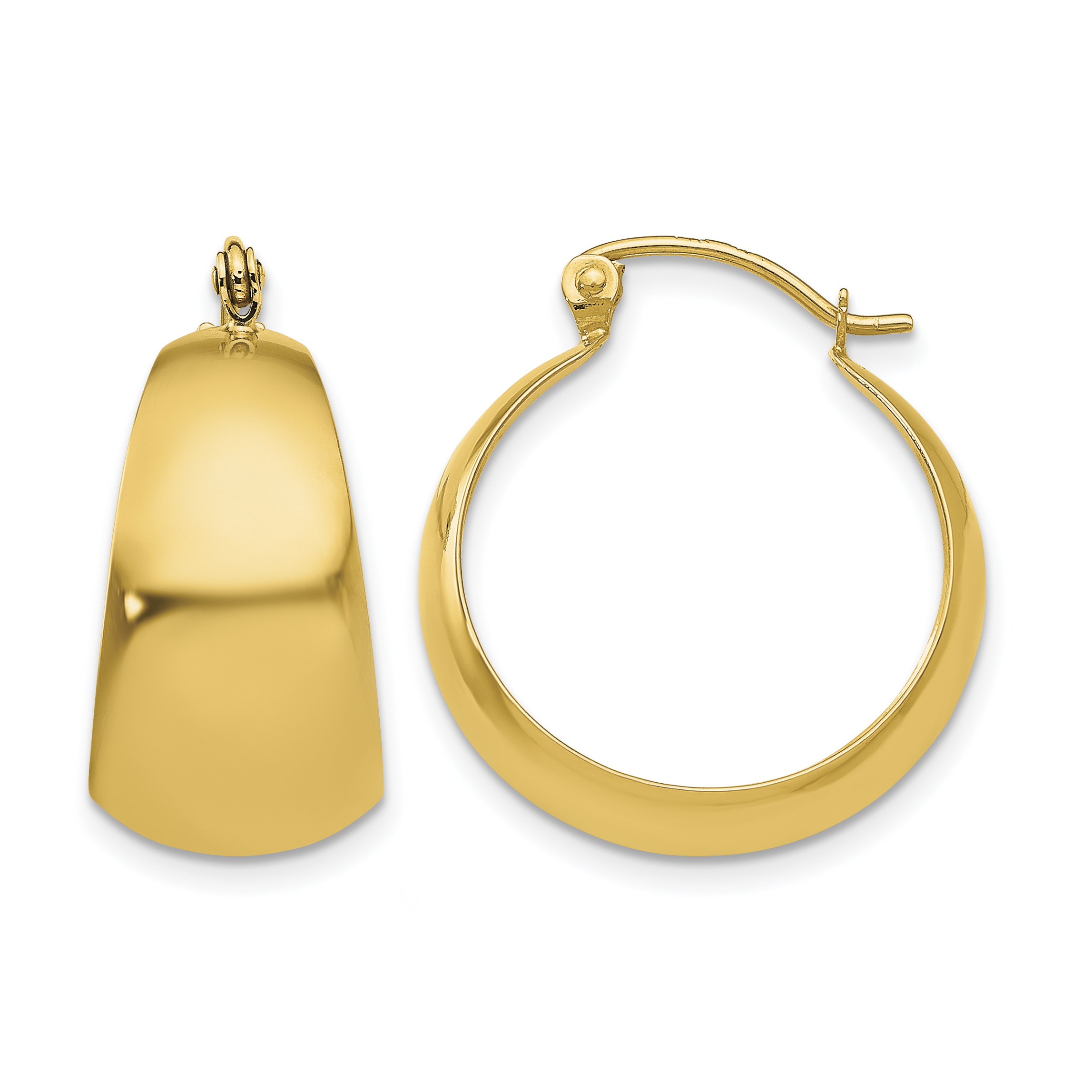 10k Polished 10.5mm Tapered Hoop Earrings (10E673)