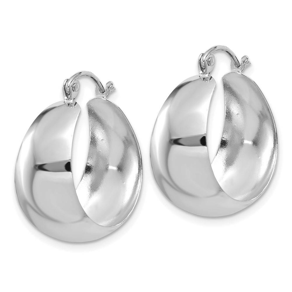 10k White Gold Polished 10.5mm Tapered Hoop Earrings (10E673W)