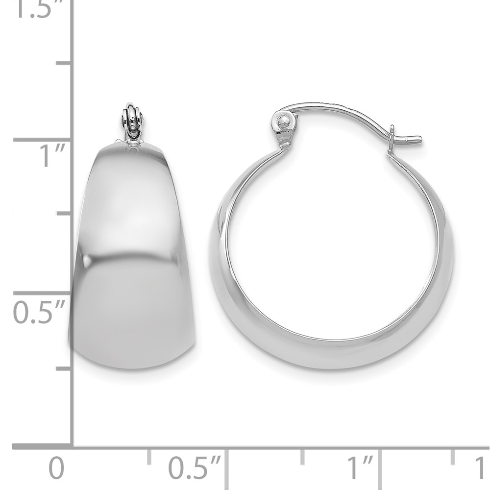 10k White Gold Polished 10.5mm Tapered Hoop Earrings (10E673W)