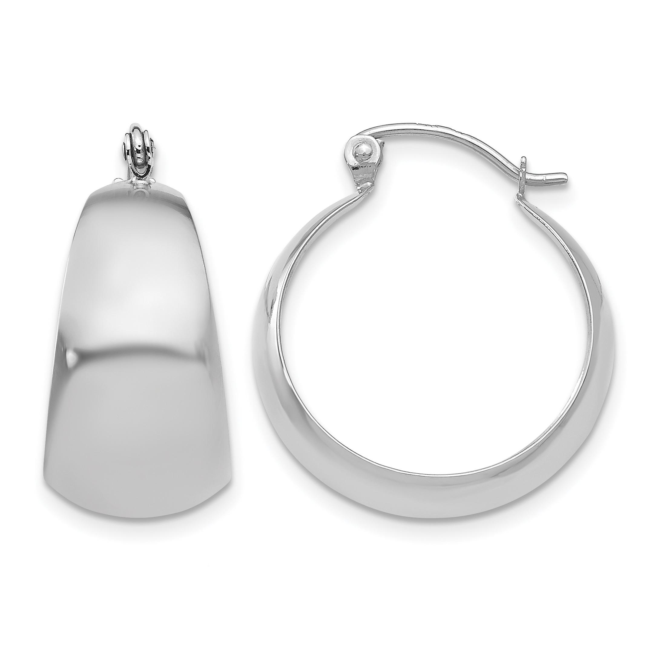 10k White Gold Polished 10.5mm Tapered Hoop Earrings (10E673W)