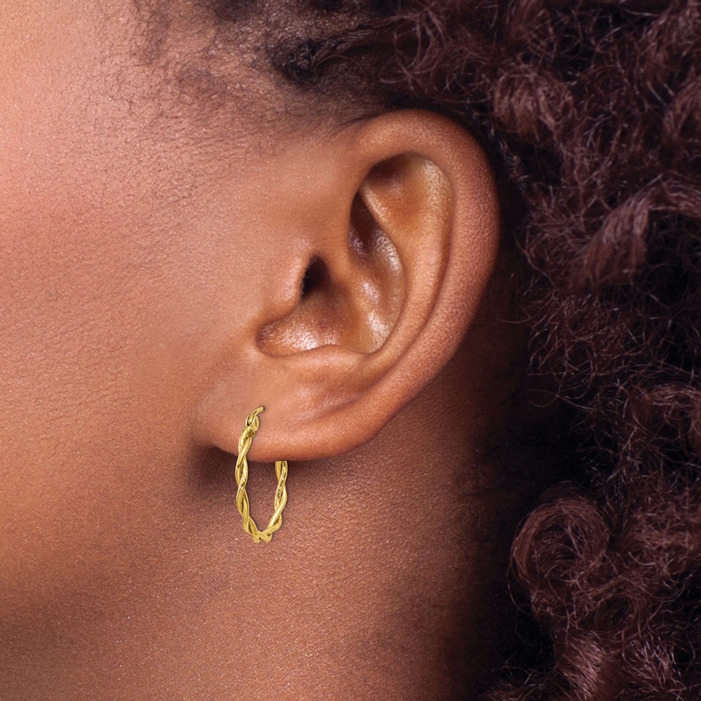 10k Polished 2.25mm Twisted Hoop Earrings (10E849)