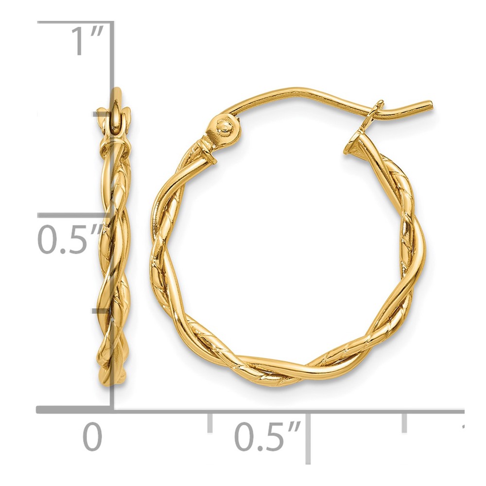10k Polished 2.25mm Twisted Hoop Earrings (10E849)