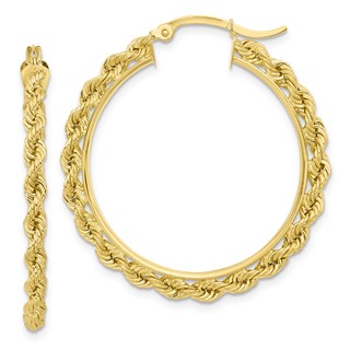 10kt 2x38 Rope Hoop Earrings