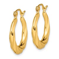 10K Yellow Gold Fancy Small Hoop Earrings view 2