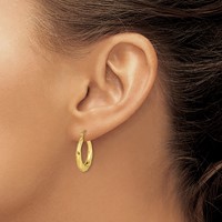 10K Yellow Gold Fancy Small Hoop Earrings view 3
