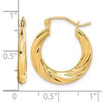 10K Yellow Gold Fancy Small Hoop Earrings view 4