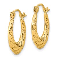 10K Fancy Small Hoop Earrings view 2