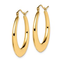 10K Yellow Gold Polished Hollow Classic Earrings view 2