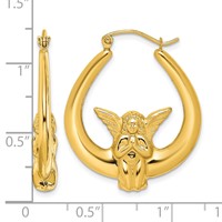 10K Yellow Gold Angel Hoop Earrings view 2