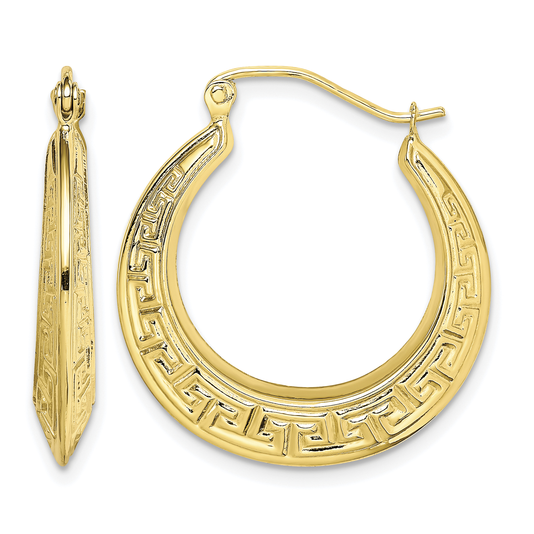 10k Polished Hollow Greek Key Earrings (10ER145)