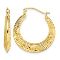 10K Polished Hollow Greek Key Earrings view 1
