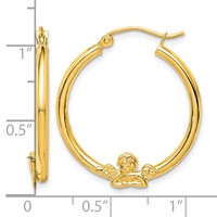 10K Yellow Gold Angel Hoop Earrings view 4