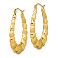 10K Yellow Gold Satin and Polished Hollow Fancy Earrings view 2