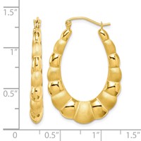 10K Yellow Gold Satin and Polished Hollow Fancy Earrings view 4
