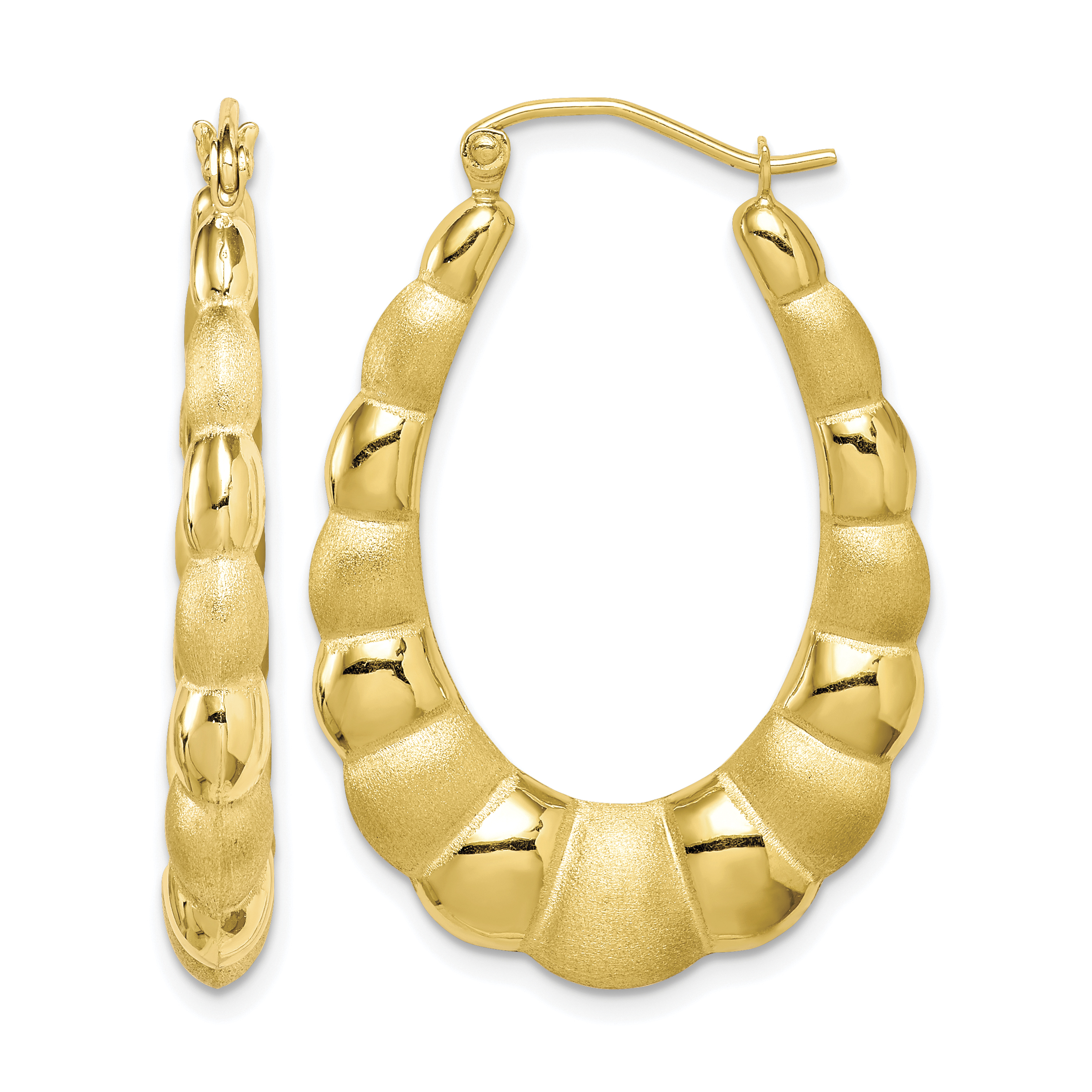 10k Satin and Polished Hollow Fancy Earrings (10ER156)