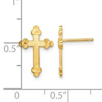 10K Yellow Gold Budded Cross Post Earrings view 4